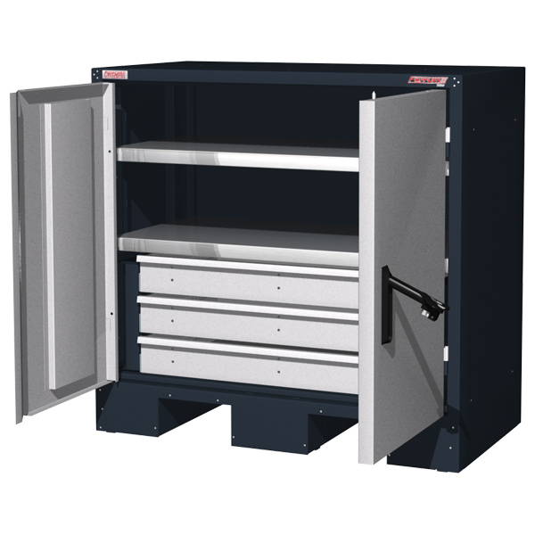 Шкаф инструментальный Титан  h-900 с 3 ящиками и 2 полками - темно серый/бел 08.3032 (900)-7016/7700