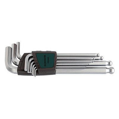 Набор ключей шестигранных ROSSVIK, 9пр длинные с шаром H0509S