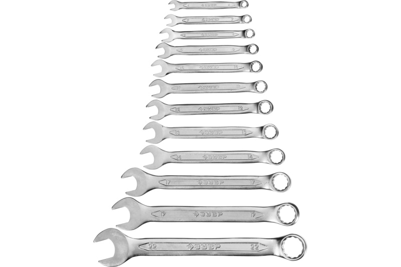 Набор гаечных комбинированных ключей Зубр МАСТЕР 6-22м, 12шт. 27087-H12